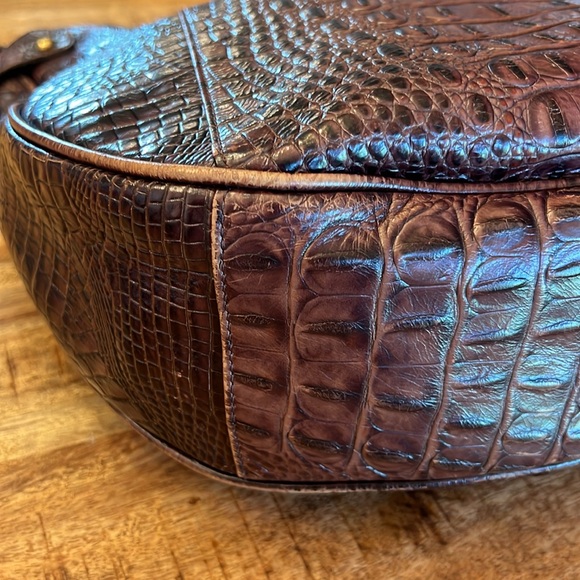 Brahmin 🐊 Chocolate Brown Embossed Leather Shoulder bag - Picture 4 of 14